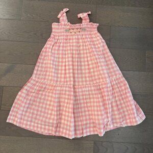 BONTON Pink Gingham Embroidered Dress